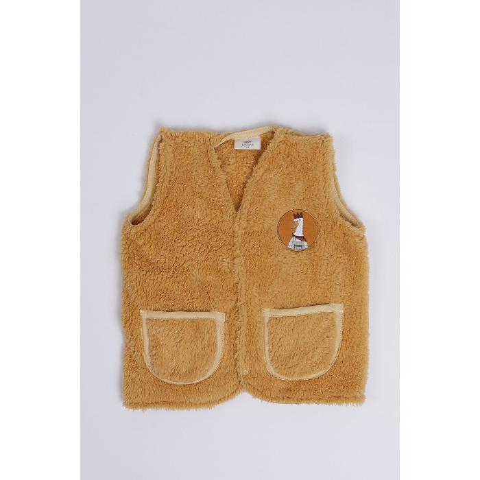 Nakışlı Peluş Polar Bebek Çocuk Yelek Wellsoft Yelek