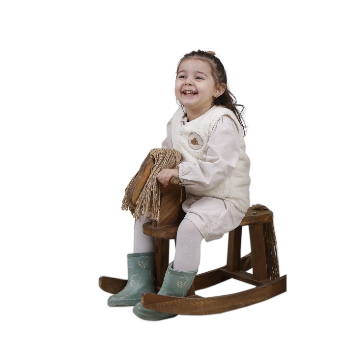 Nakışlı Peluş Polar Bebek Çocuk Yelek Wellsoft Yelek