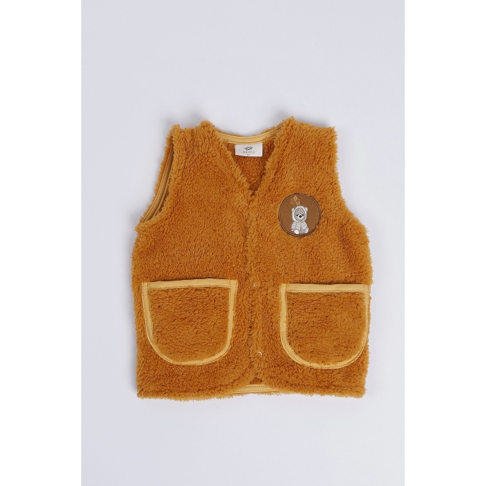 Nakışlı Peluş Polar Bebek Çocuk Yelek Wellsoft Yelek