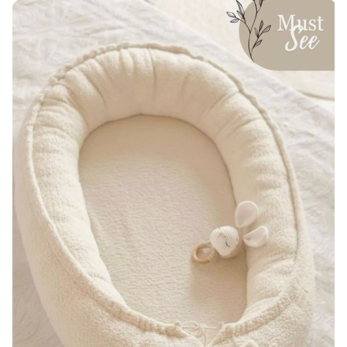 Teddy Peluş Ekru Yumuş Baby Nest Anne Yanı Yatağı