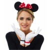 Kırmızı Fiyonklu Minnie Mouse Tacı Ve Beyaz Eldiven Seti