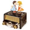 Radyo Tasarımlı Figürlü Hareket Eden Ve Öpüşen Çift Nostaljik Müzik Ve Takı Kutusu