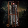 Ürpertici Scary Halloween Sesli Hareketli Sensörlü Siyah Kuru Kafa Dekor 90 Cm