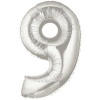 Şekilli Supershape Silver Rakam Folyo Balon 9 Numara