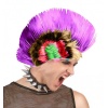 Mohican Mohawk Punk 70 Li Yıllar 80 Li Yıllar Peruğu Rainbow Peruk Mor Saçaklı