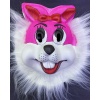 Beyaz Peluşlu Pembe Renk Kırılmaz Yumuşak Tavşan Maskesi 22x19 Cm