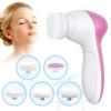 Pilli Yüz Cilt Temizleme Cihazı Siyah Nokta Peeling Fırça Seti Vücut Yüz Bakımı Masaj Aleti 5 İn 1