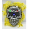 Sarı Saçlı Led Işıklı Kuru Kafa İskelet Korku Maskesi 22x25 Cm