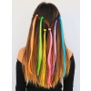 6 Lı Mandal Tokalı Rainbow Renkli Saç Tüyü Takma Postiş Saç Mandal