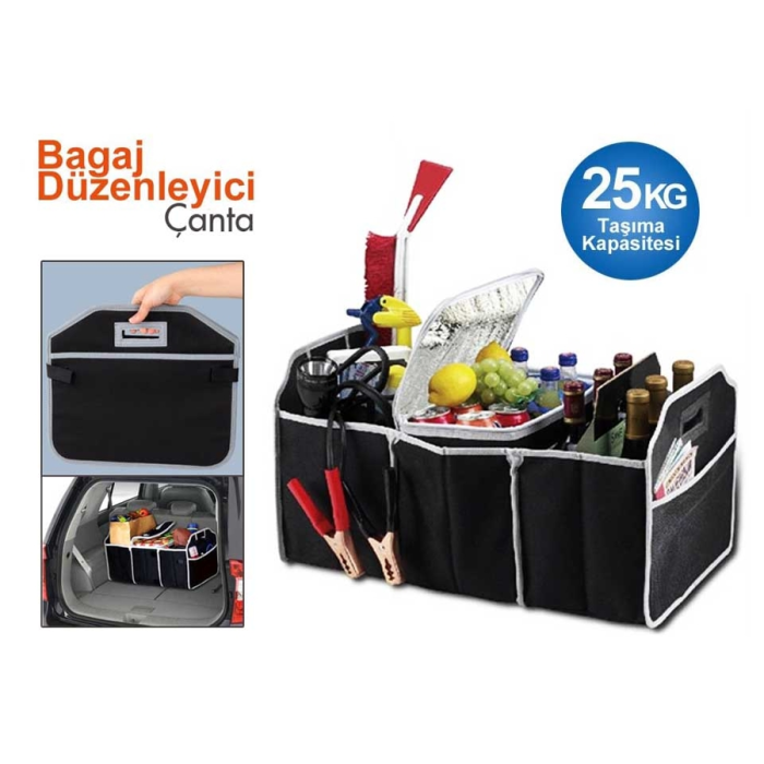 3 Bölmeli Katlanabilir Araç Bagaj Organizeri
