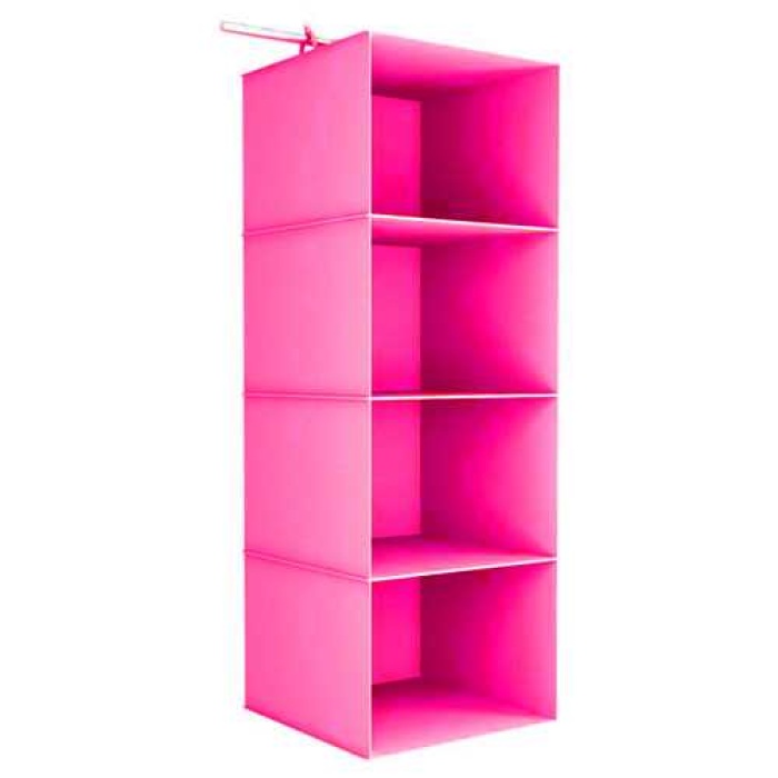 Dolap İçi Düzenleyici 4 Bölmeli Katlanabilir Bez Dolap Organizeri - Pembe