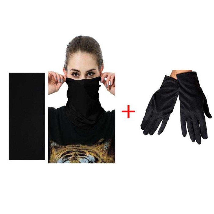 Siyah Baf Bandana Maske Ve Eldiven Seti