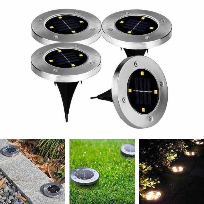 Disk Light Güneş Enerjili Solar Bahçe Ve Paslanmaz Yol Aydınlatması (4 Adet)