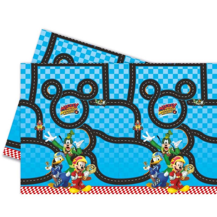 Mickey Mouse Roadster Racers Temalı Plastik Masa Örtüsü 120x180 Cm