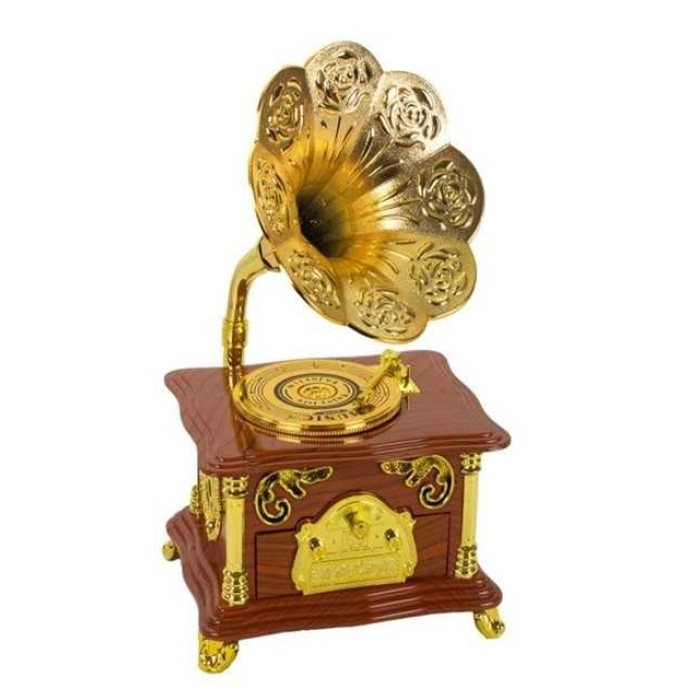 Nostaljik Tasarımlı Kurmalı Ve Çekmeceli Gramofon Müzik Kutusu (beyaz)