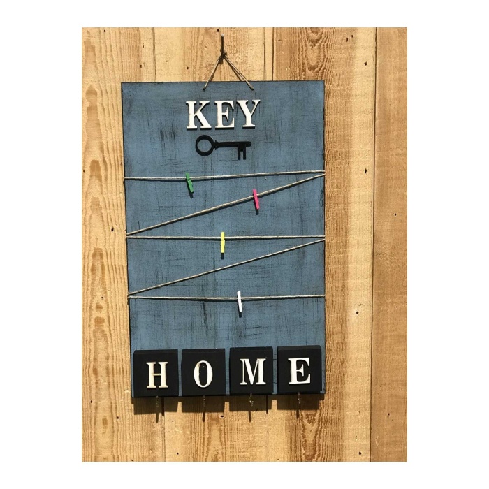 Dekoratif Home Keys Ahşap Resimlik Ve Notluk (mavi)