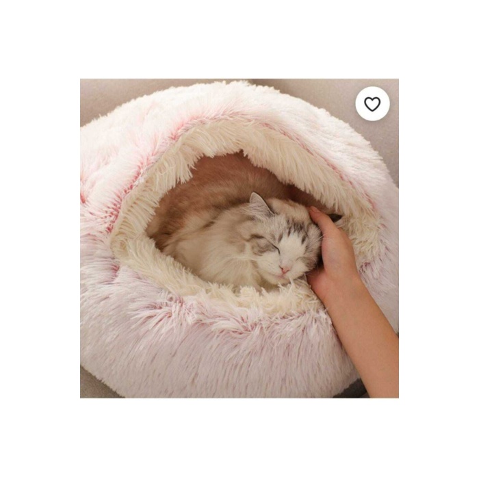 Yeni Stil Pet Kedi Köpek Yuvarlak Yatak Peluş Kedi Sıcak Yatak Tüylü Kedi Köpek Puf Pembe