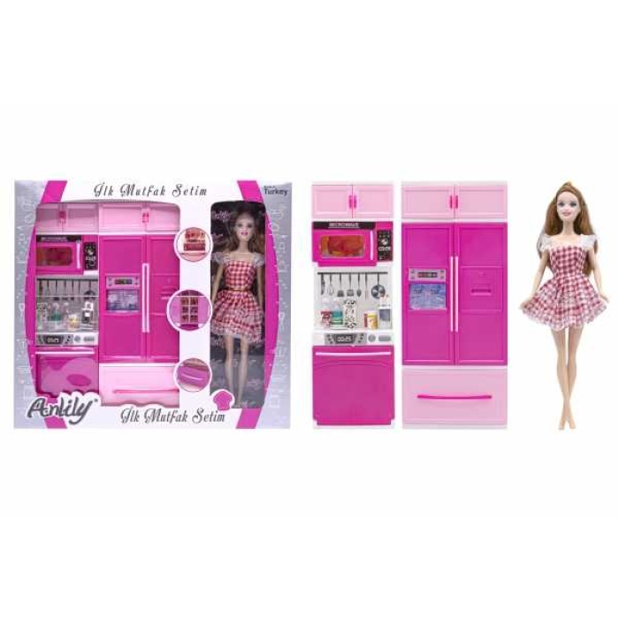 Anlily Bebekli 2li Oyuncak Buzdolabı Bulaşık Makinesi İlk Mutfak Setim