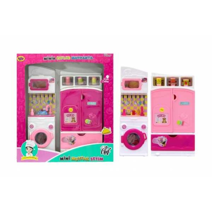 Minik Şefler Mutfakta 2li Oyuncak Buzdolabı Çamaşır Makinesi Mutfak Seti