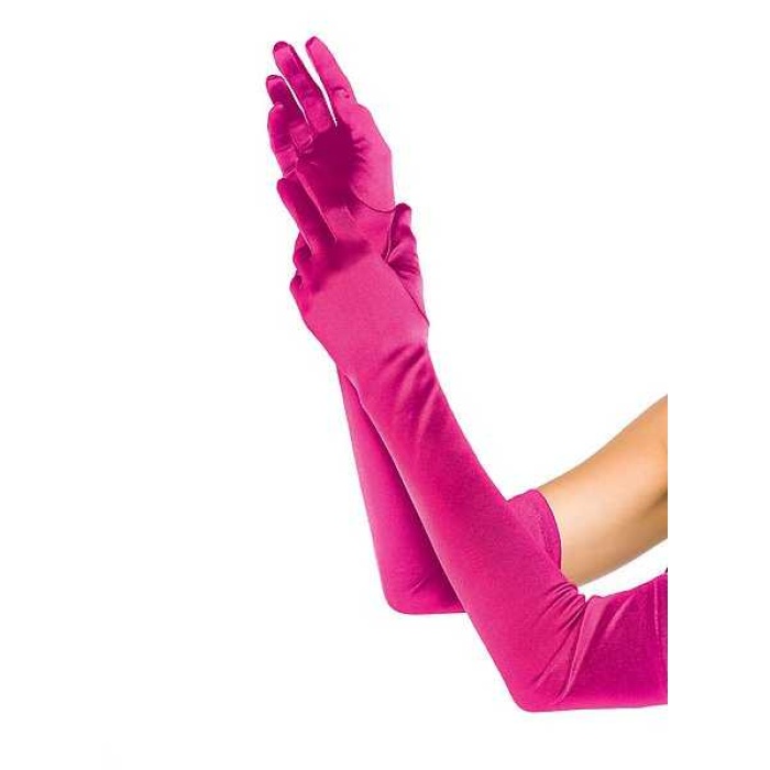 Pembe Renk Ekstra Lüks Parlak Uzun Boy Saten Eldiven