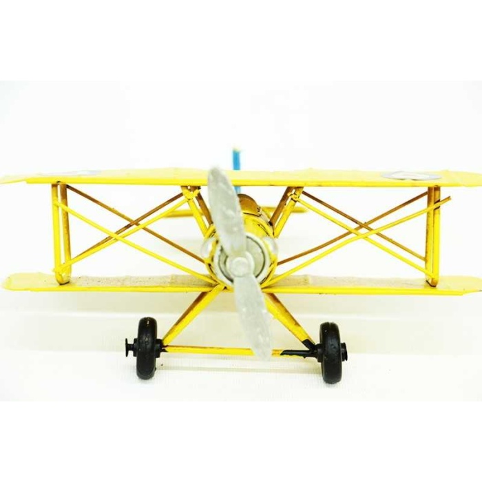 Nostaljik Vintage Tarz Dekoratif Metal Çift Kanatlı Savaş Uçağı (sarı)