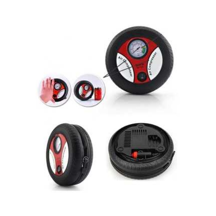 Tekerlek Şeklinde Taşınabilir Oto Lastik Şişirme Pompası Gizli Kablolu Mini Hava Kompresörü