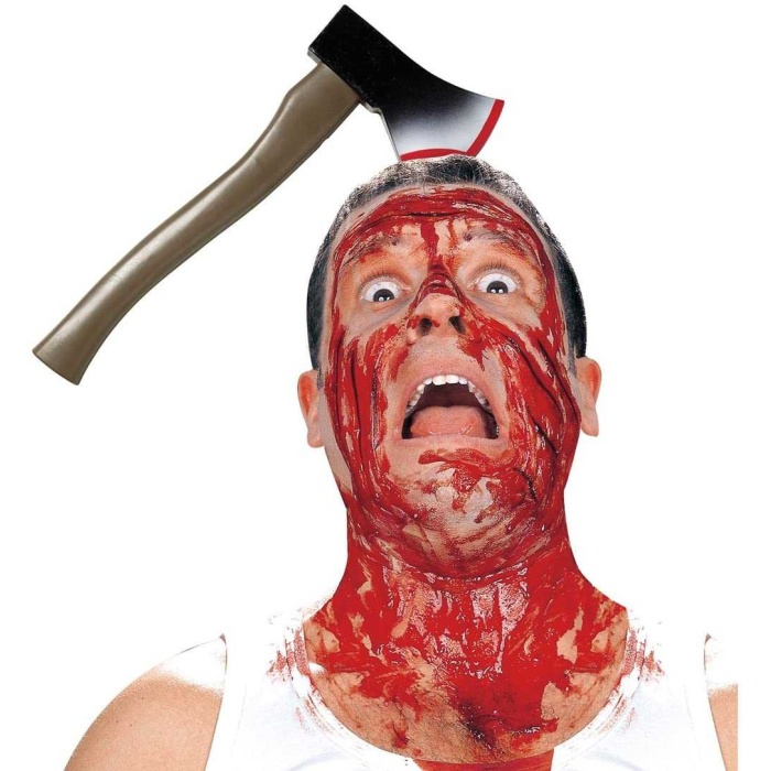 Kafaya Saplanmış Halloween Kanlı Balta Şaka Tacı