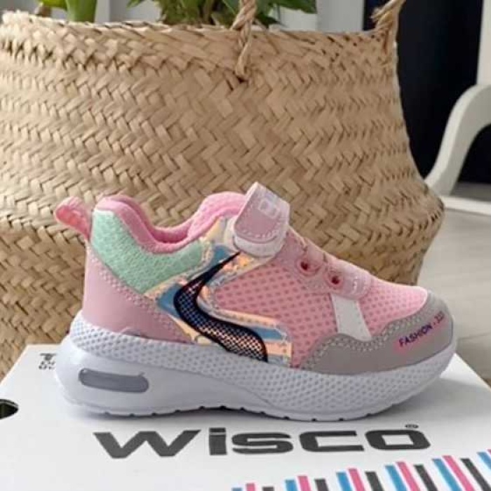 Wisco Işıklı Taban Gri-pembe Çocuk Ayakkabı Ka-019