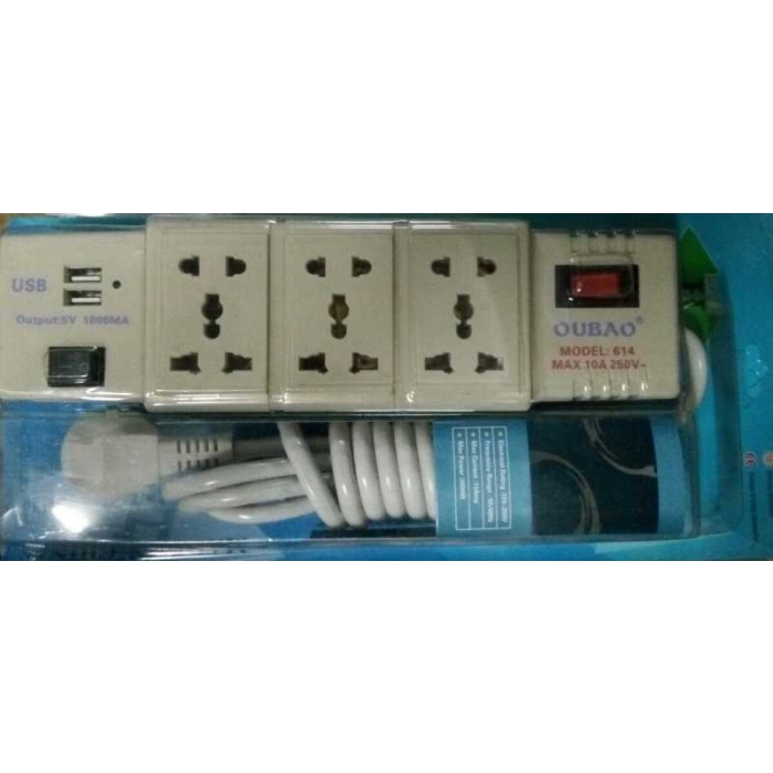 Akım Korumalı Universal Çift Usb Girişli Seyahat Tipi 3 Lü Priz