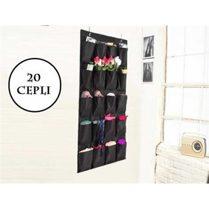 20 Cepli Kapı Arkası Çok Amaçlı Organizer Düzenleyici Siyah