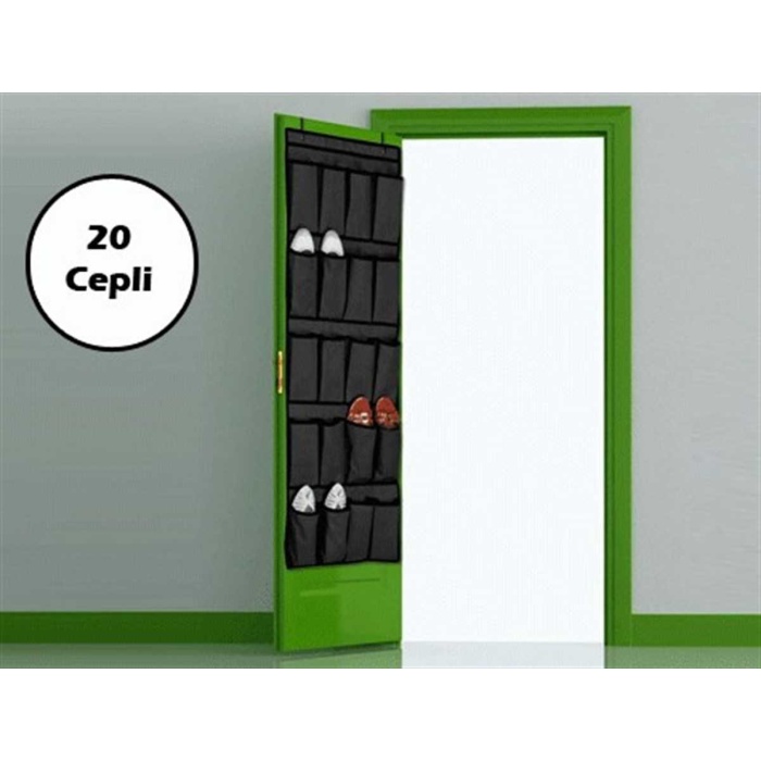 20 Cepli Kapı Arkası Çok Amaçlı Organizer Düzenleyici Siyah