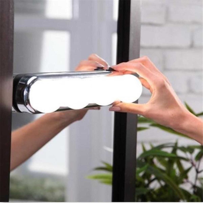 Kablosuz Parlak Banyo Stüdyo Makyaj Aynası Işığı Pilli Vantuzlu Taşınabilir 4 Led Ampul