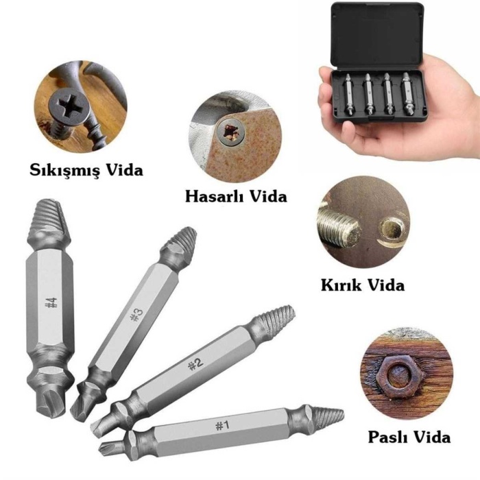 Speed Out Hasarlı Bozuk Vida Çıkarıcı Hasar Görmüş Vida Sökme