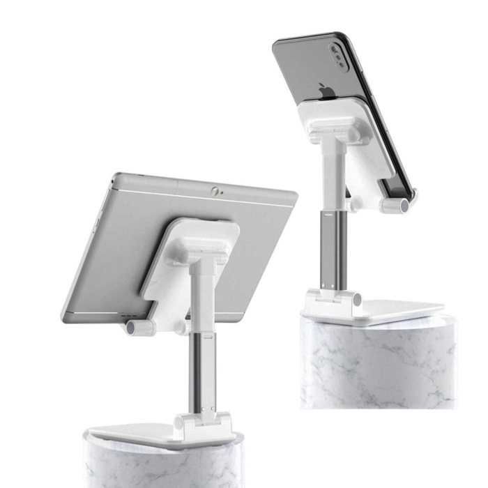 Beyaz  Aynalı Cep Telefonu Sabitleyici Stand Katlanabilir Ayarlanabilir Telefon Standı
