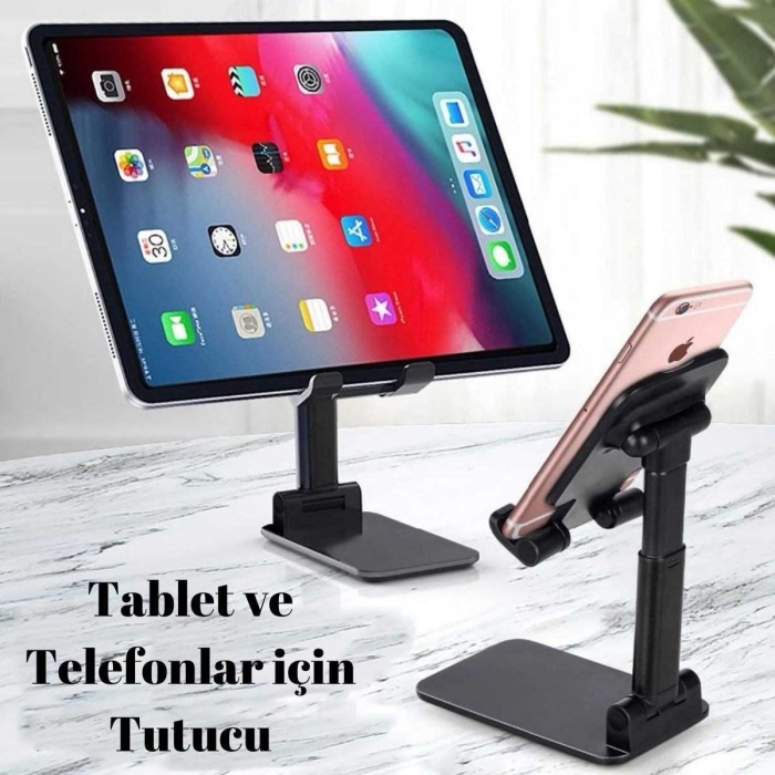Siyah Aynalı Cep Telefonu Sabitleyici Stand Katlanabilir Ayarlanabilir Telefon Standı