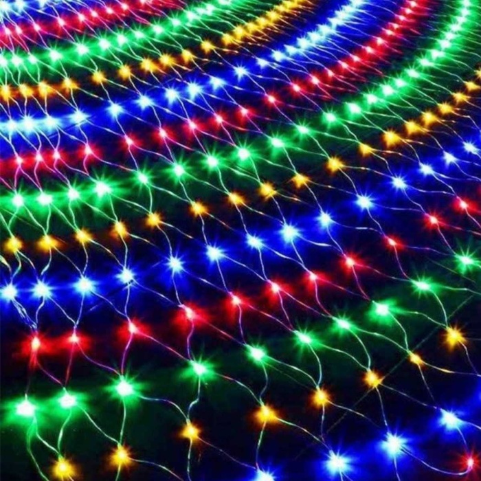 1x2 Metre Dekoratif File Ağ Perde 192 Led 8 Animasyonlu Farklı Işık Modu Rgb Fişli