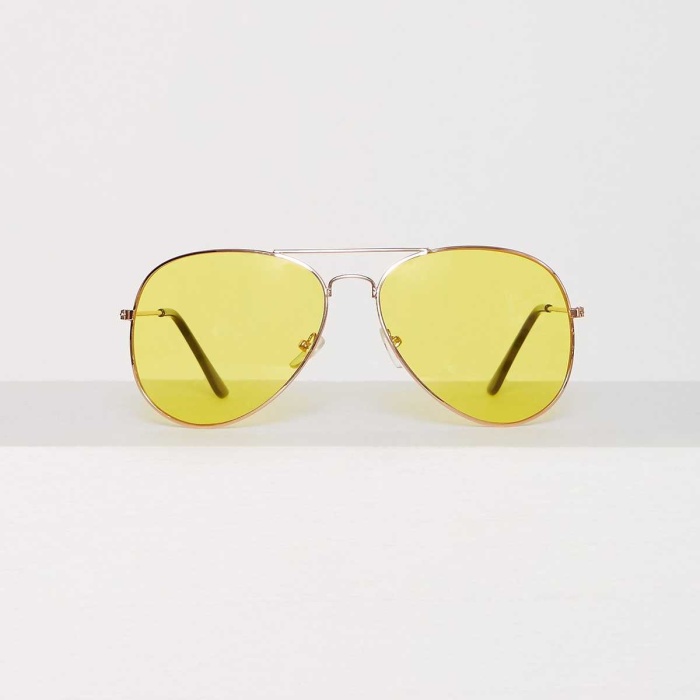 Unisex Gold Metal Çerçeveli Damla Gözlük (kutulu)