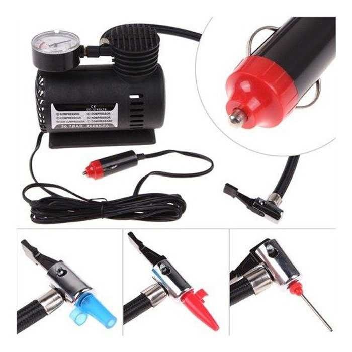 Air Mini Hava Kompresörü Basınç Göstergeli Araç Lastik Şişirme Ve Onton Araç Bakım Seti Hediyeli