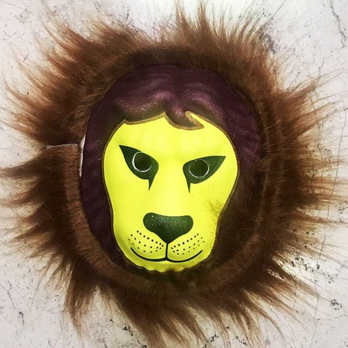 Kahverengi Peluş Saçlı Aslan Maskesi Hayvan Maskesi