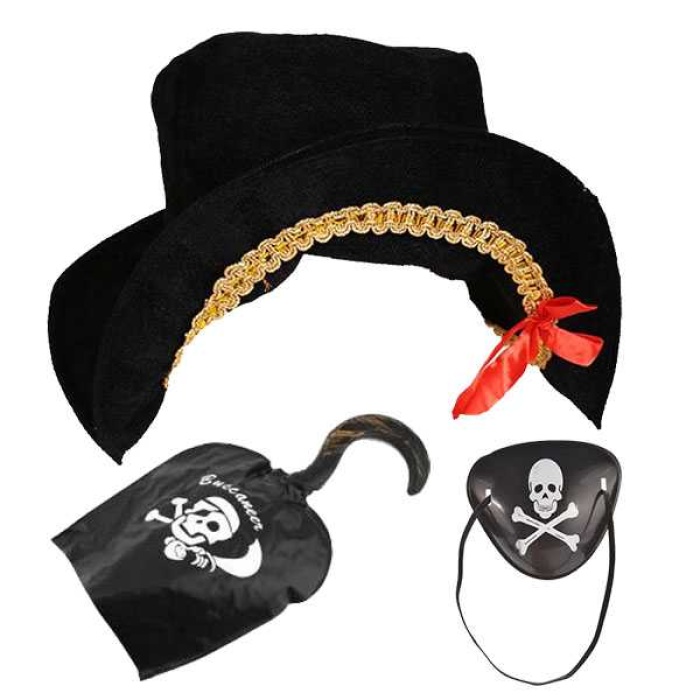 Kaptan Jack Kadife Korsan Gemici Şapkası Ve Korsan Göz Bandı Maskesi