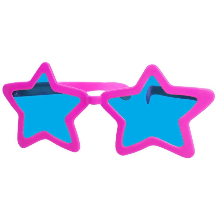 Fuşya Renk Pembe Renk Mega Boy Megastar Yıldız Şekilli Parti Gözlüğü