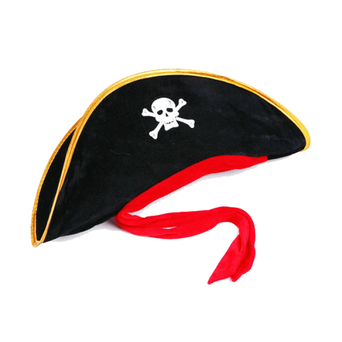 Yetişkin Boy Kadife Jack Sparrow Denizci Korsan Şapkası 50x20 Cm