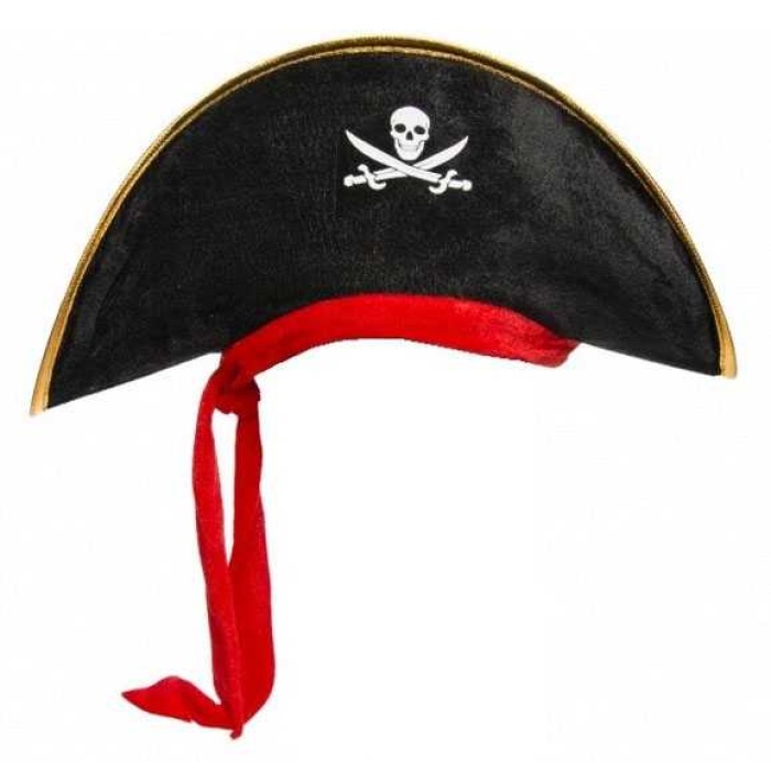 Çocuk Boy Kadife Jack Sparrow Denizci Korsan Şapkası 45x16 Cm