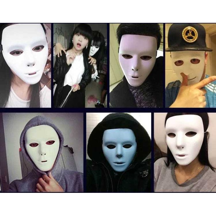 Beyaz Renk Hip Hop Anonim Jabbawockeez Maskesi 18x15 Cm