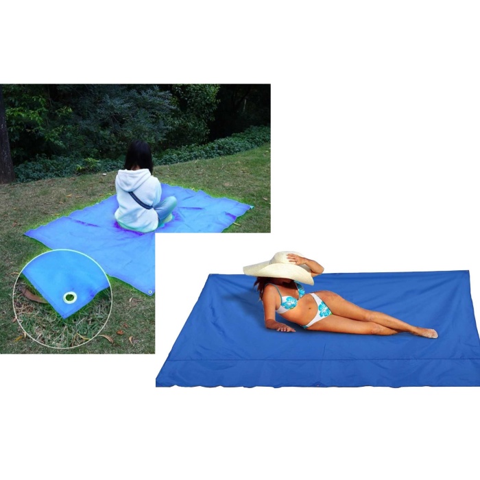 Katlanır Kamp Çadırı Gölgelik Güneşlik Tente Branda Piknik Örtüsü Kamp Çadır Plaj Yer Matı - Mavi