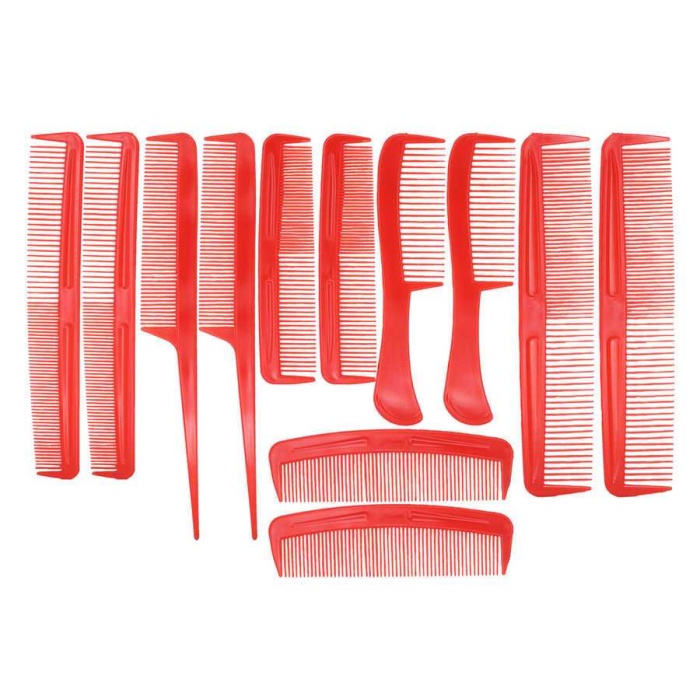 12 Li Comb Plastik Tarak Seti ( Kırmızı )