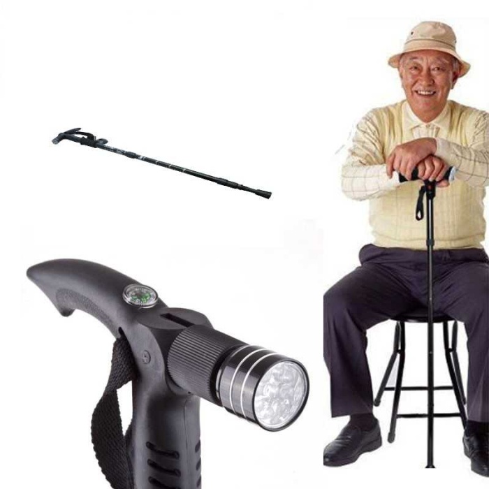 Işıklı & Pusulalı Katlanabilir Baston (kırmızı)