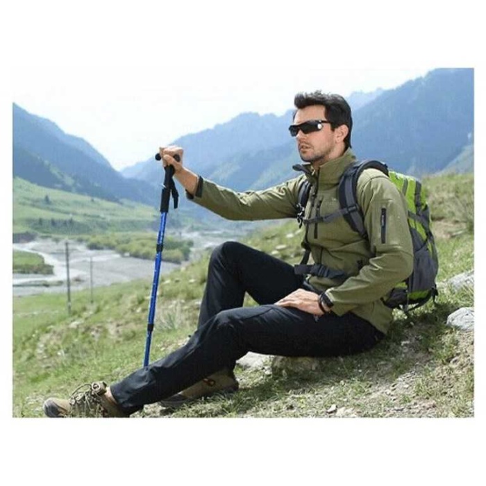 Dağcı Kamp İçin Işıklı & Pusulalı Katlanabilir Baston (kırmızı)