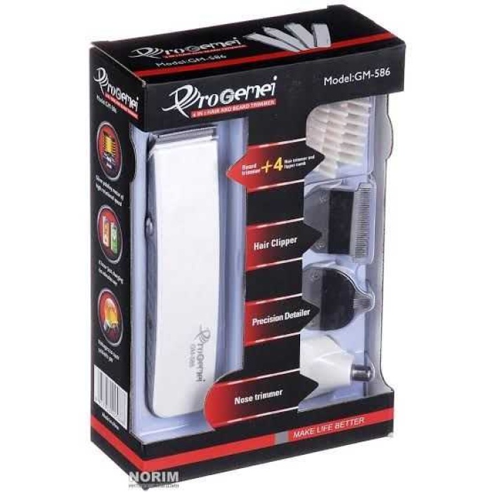 Gemei Gm-586 Ergonomik Saç Sakal Şarjlı Traş Makinesi Seti
