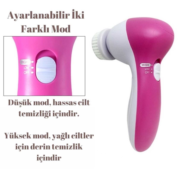 Pilli Yüz Cilt Temizleme Cihazı Siyah Nokta Peeling Fırça Seti Vücut Yüz Bakımı Masaj Aleti 5 İn 1